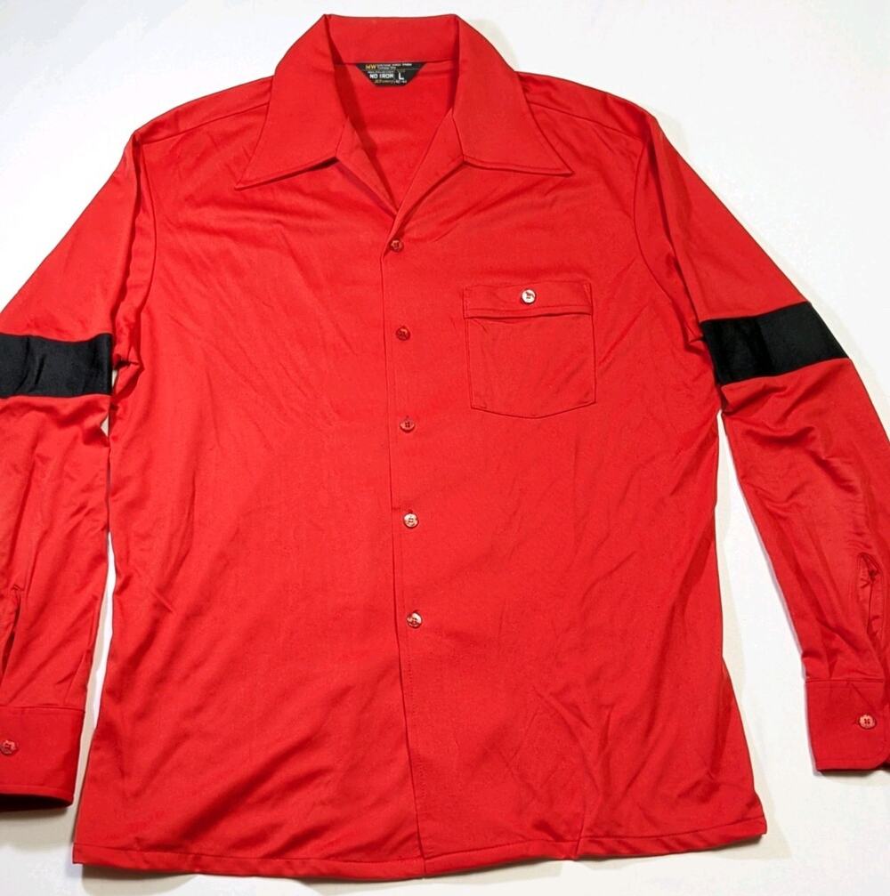 Vintage Jc Penney No Iron Vintage Button Up Mens Large 1970s Long Sleeve Rare